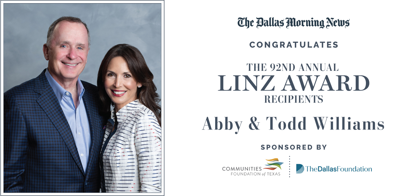 The Dallas Morning News congratulates Linz Award recipients Abby & Todd Williams
