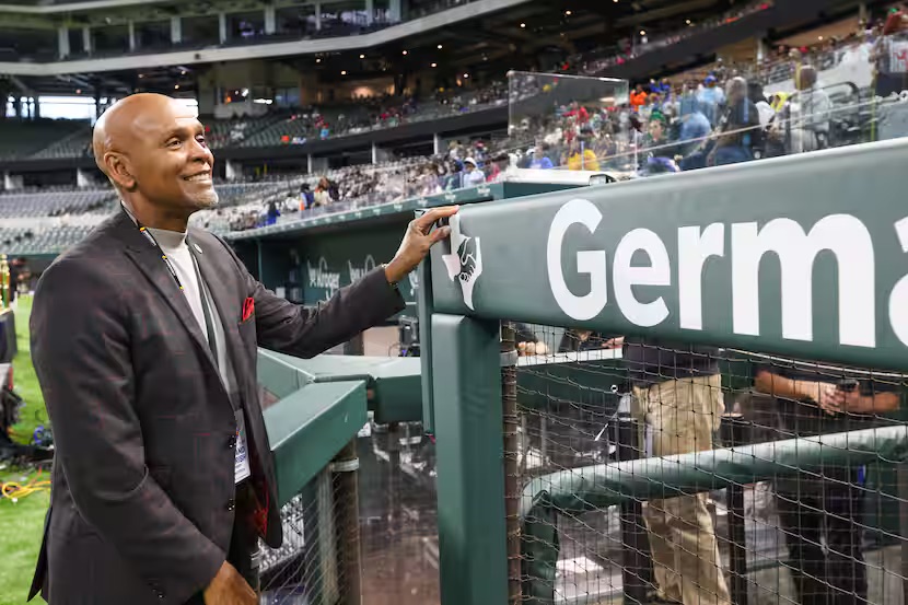 Roland Parrish looks out on the crowd gathered for the Roland Parrish Battle of the Bands at Globe Life Field in Arlington on Sunday, Jan. 15, 2023. (Liesbeth Powers / Staff Photographer)